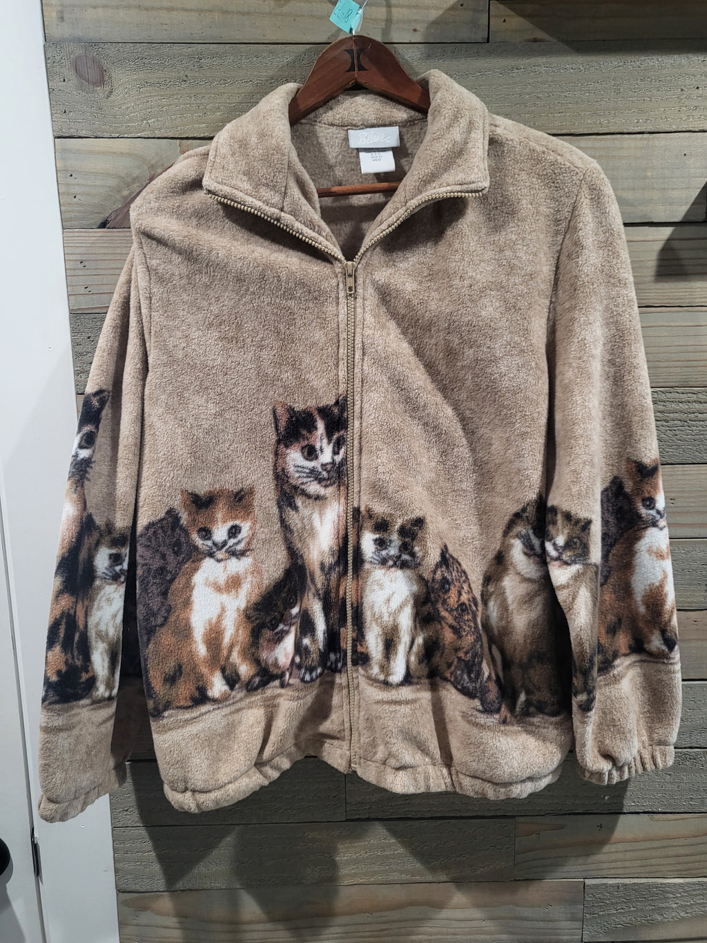 Vintage Blair Cat Themed Fleece Zippered Medium Unisex Sweater Jacket