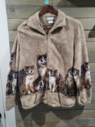 Vintage Blair Cat Themed Fleece Zippered Medium Unisex Sweater Jacket