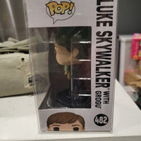 2021 Funko Pop Star Wars #482 Luke Skywalker With Grogu With Protective Case