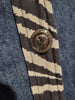 Vintage Morgan Cole Denim Zebra Print Cat Button-Down Small Long Sleeve Shirt