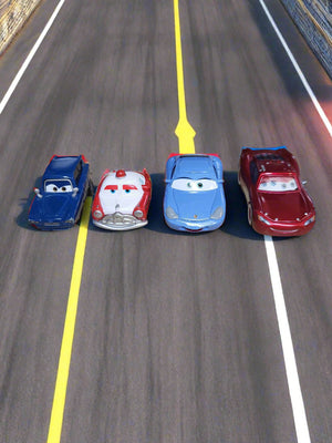 Disney Pixar Cars Movie Set Of 4 Diecast Metal Cars Mattel 1:55 Lenticular Eyes