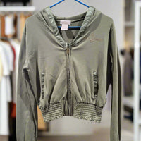 Baby Phat Cropped Zip Up Hoodie Olive Green Women's XL Sweatshirt #71922
