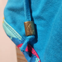 Vintage Baby Phat XL Flowery Blue Short Sleeves Hooded Jacket with POP Zipper