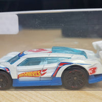 2010 Hot Wheels Super Blitzen HW Racing #107 White / Blue Die-Cast with Case