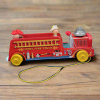 2004 Fisher Price Looky Fire Truck Town Parade Wooden Pull Toy With Bell