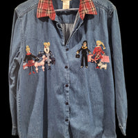 Vintage 1990's Bobbie Brooks Large Denim Embroidered Long Sleeves Shirt