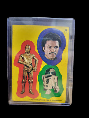 1980 Star Wars Empire Strikes Back Series 1 #32 Yellow R2-D2 C-3PO Lando Sticker