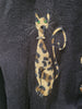 Mandal Bay Womens Petite Button Up Cardigan Sweater Black Leopard Cat Print Small