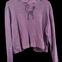Vintage Viva City USA Purple Cat Themed Small Cotton Jacket Sweater With Pockets