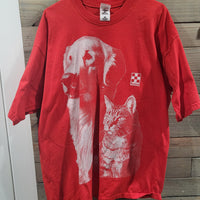 Vintage 1990's Fruit of the Loom Lofteez XL Unisex Red Purina Animal Cat / Dog T-Shirt