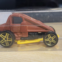 1996 Hot Wheels Slideout Brown/Yellow Base Die Cast Car Gold 5 Spoke w/Case
