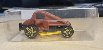 1996 Hot Wheels Slideout Brown/Yellow Base Die Cast Car Gold 5 Spoke w/Case