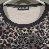 Wet Seal Petite Small Tiger Print Sparkles Brown/Beige Long Sleeve Shirt