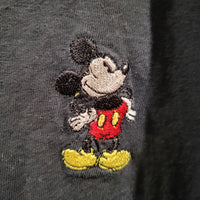 Mickey & Co Black Long Sleeve L Henley Shirt W/ Embroidered Disney Mickey Mouse Patch