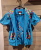 Vintage Baby Phat XL Flowery Blue Short Sleeves Hooded Jacket with POP Zipper