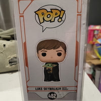 2021 Funko Pop Star Wars #482 Luke Skywalker With Grogu With Protective Case