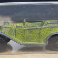 1970s Vintage Tootsie Toy Green Metal Roadster Die-Cast Car with Case