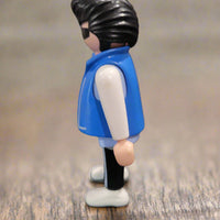 1992 Geobra Man Rock Star Z on Shirt Blue Vest Elvis Style Hair Vintage Playmobil Toy