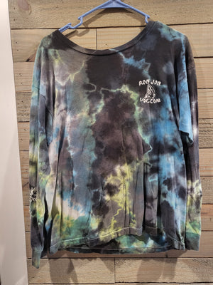 Ron Jon Volcom Tie Dye Long Sleeves Medium Hawaiian Surfer Shirt