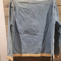 Earth Sea & Sky Vintage Medium Denim Leopard Blue Safari Patchwork Jacket