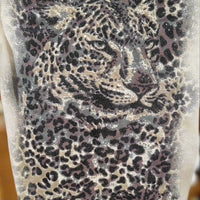 Wet Seal Petite Small Tiger Print Sparkles Brown/Beige Long Sleeve Shirt
