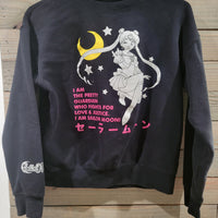 Sailor Moon Naoko Takeuchi Black Crewneck Pullover Sweatshirt Size Small S Anime