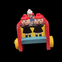 2004 Fisher Price Looky Fire Truck Town Parade Wooden Pull Toy With Bell