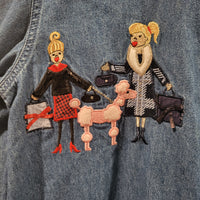 Vintage 1990's Bobbie Brooks Large Denim Embroidered Long Sleeves Shirt