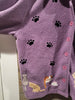 Vintage Timberlea Purple Embroidered Paw Print Button Down Sweater Jacket Plush