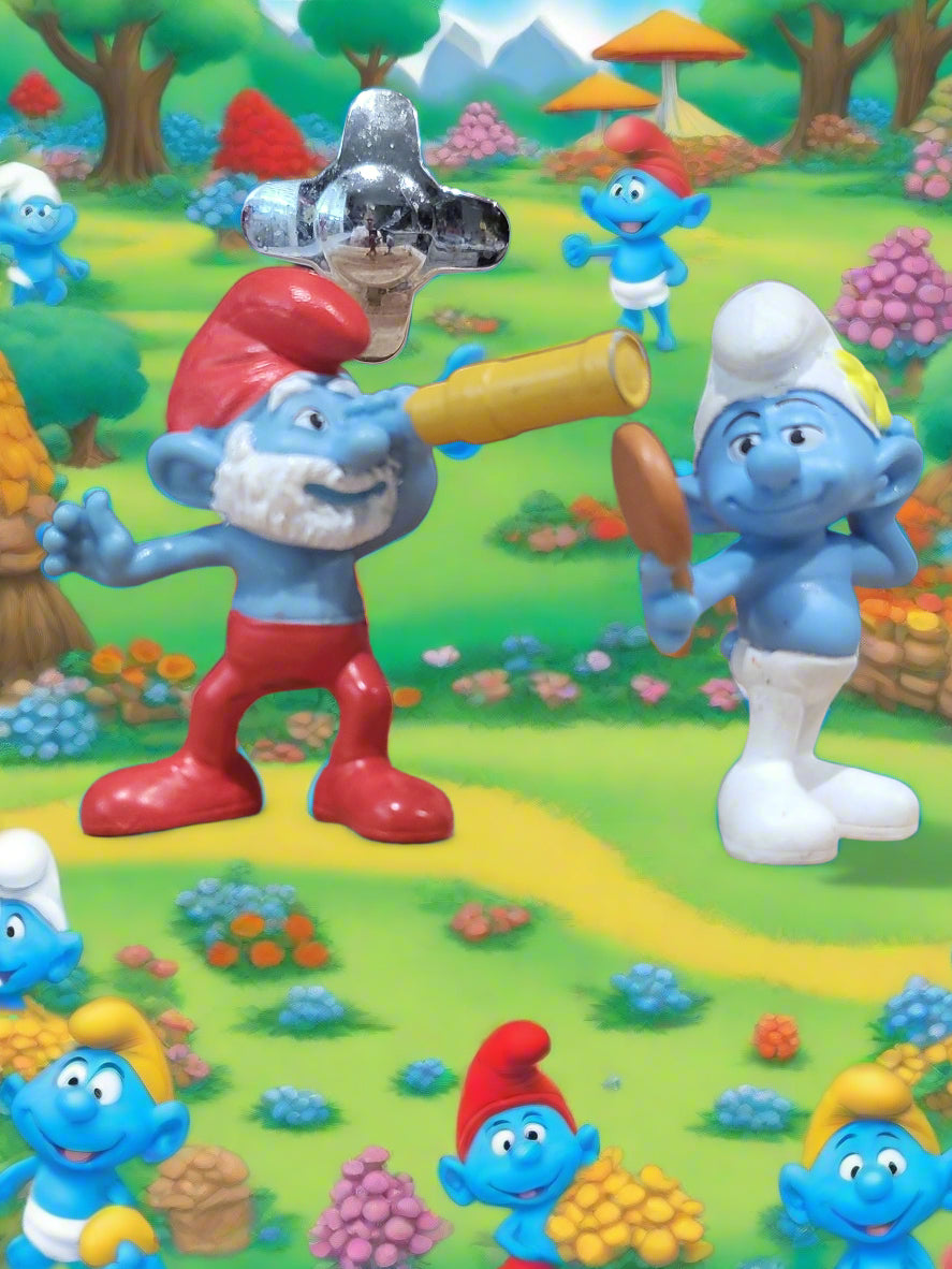 2011 Peyo McDonald's Papa Smurf and Vanity Smurf Fast Food Toy Figures