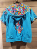 Vintage Baby Phat XL Flowery Blue Short Sleeves Hooded Jacket with POP Zipper