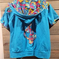 Vintage Baby Phat XL Flowery Blue Short Sleeves Hooded Jacket with POP Zipper