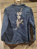 Vintage Morgan Cole Denim Zebra Print Cat Button-Down Small Long Sleeve Shirt