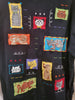 Vintage 80s Bechamel Patchwork Cat Lady XL Womens Black Cotton T-Shirt