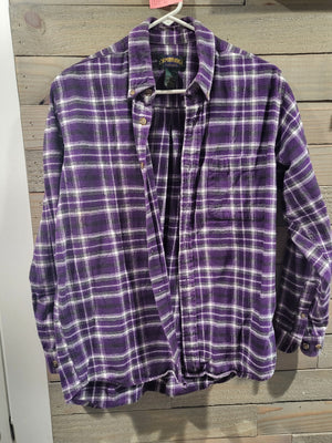 Vintage Cambridge Classics Medium Purple Plaid Flannel Long Sleeves Unisex Shirt
