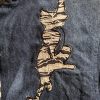 Vintage Morgan Cole Denim Zebra Print Cat Button-Down Small Long Sleeve Shirt