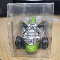 2009 Hot Wheels Draggin' Tales Insect Green/Blue Race Car With Case
