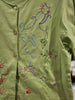 Vintage Tropico Green Medium Ladies Embroidered Cats Themed Button Down Shirt