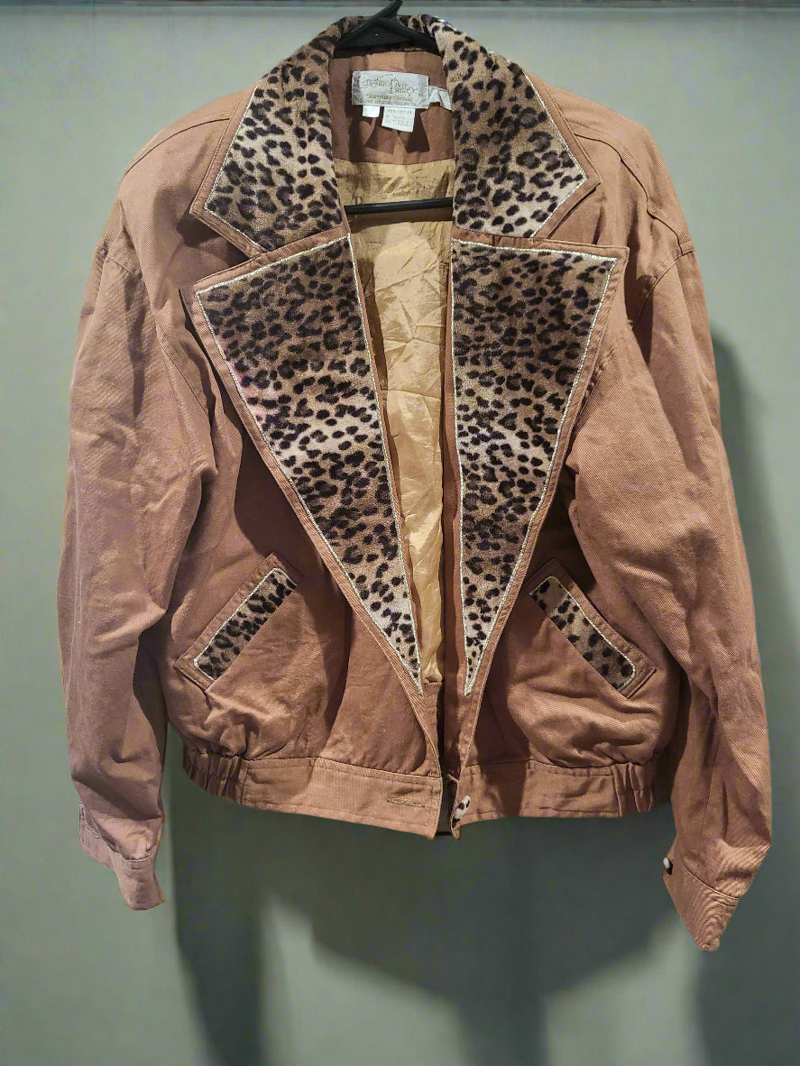 Vintage 1995 Christine Phillipe Brown Medium Leopard Jacket With Shoulder Pads