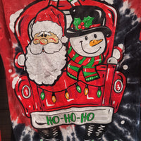 Simply Southern Tie Dye Christmas Holiday Ho-Ho Small Long Sleeve Santa Snowman Shirt