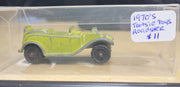 1970s Vintage Tootsie Toy Green Metal Roadster Die-Cast Car with Case