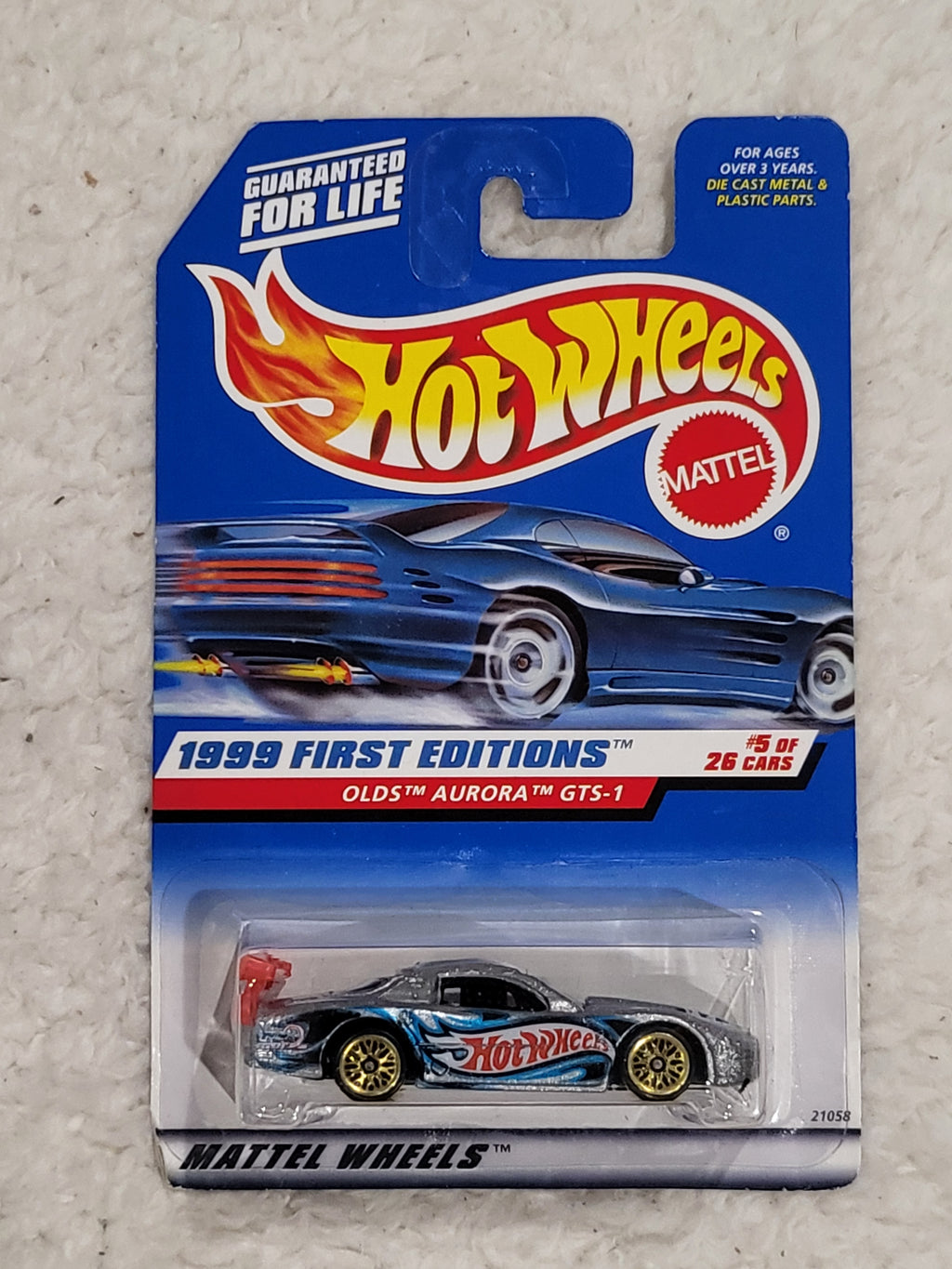 1999 Hot Wheels First Editions #5 of 26 Olds Aurora GTS-1 #911 Silver With Gold Wheels