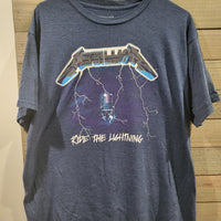 Metallica Ride The Lightning Heavy Metal Music Blue 2XL (XXL) Short Sleeves T-Shirt