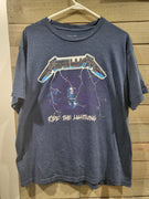Metallica Ride The Lightning Heavy Metal Music Blue 2XL (XXL) Short Sleeves T-Shirt