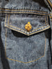 Vintage Fashion Classics Denim Embroidered Yellow Sun Flowers Large Zipper Jacket