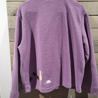 Vintage Timberlea Purple Embroidered Paw Print Button Down Sweater Jacket Plush