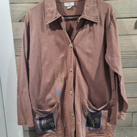 Vintage 1990's Match Point USA Small Cotton Linen Button Down Cat Shirt W/Pockets