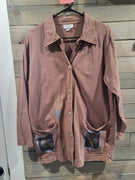 Vintage 1990's Match Point USA Small Cotton Linen Button Down Cat Shirt W/Pockets