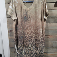 Vintage 1990s Fashion Magazine Short Sleeves Leopard Print Tunic Medium/Large Shirt