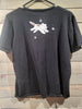Lisa International Vintage Black Medium T-Shirt Cats and Stars Scoop Neck Short Sleeves